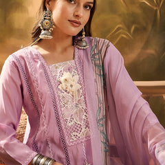 Stylum Women's Purple Solid & Embroidered Chinon Silk Straight Kurta Pant Dupatta Set (KPDPURPLEPRANZA)
