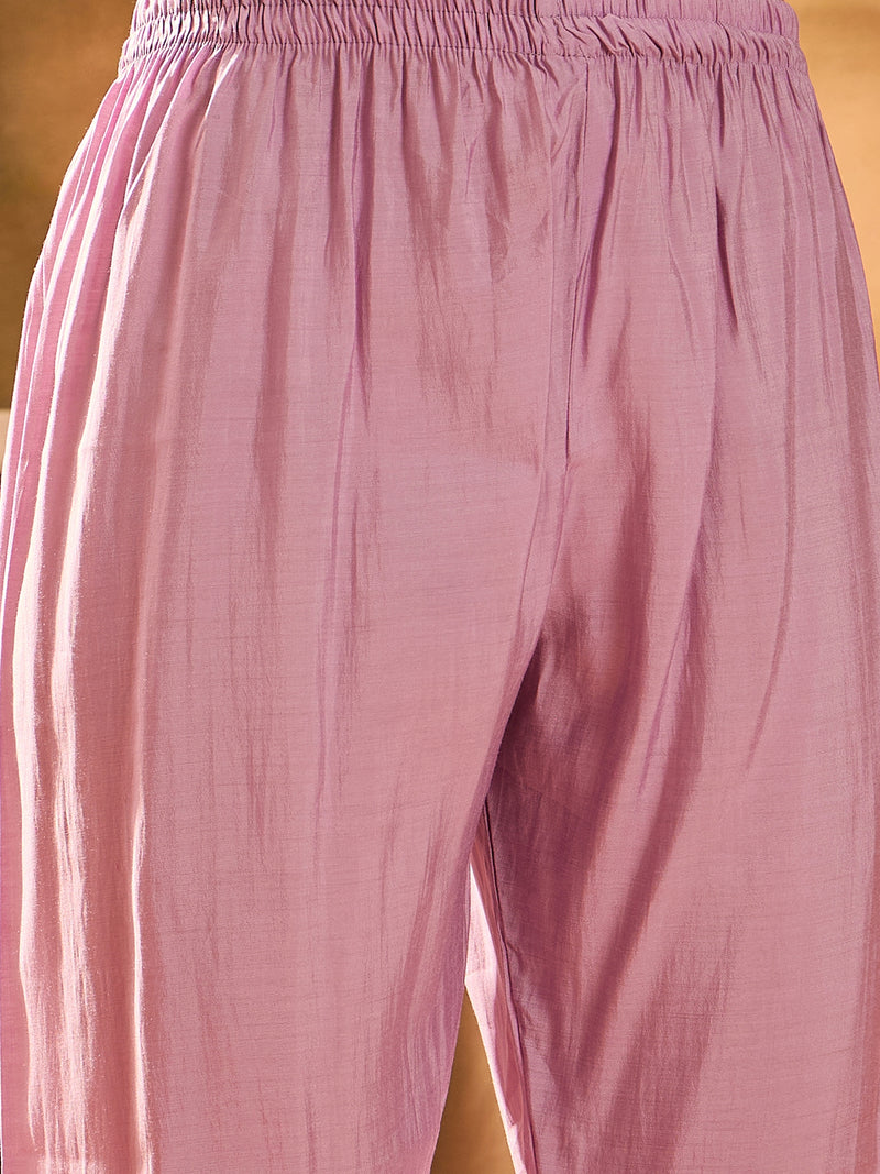 Stylum Women's Purple Solid & Embroidered Chinon Silk Straight Kurta Pant Dupatta Set (KPDPURPLEPRANZAL)