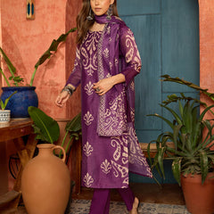 Stylum Women's Purple Ikkat Printed Chanderi Straight Kurta Pant Dupatta Set (KPDPURPLEROCHAK)