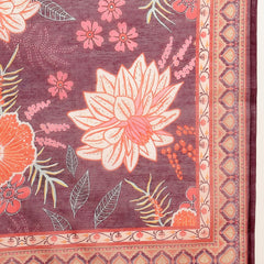 Stylum Women's Purple Floral Printed Chanderi Silk Straight Kurta Pant Dupatta Set (KPDPURPLERUHANI)