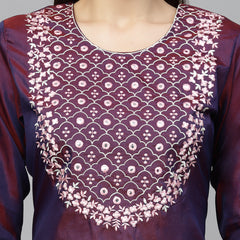 Purple Art Silk Kurta Pant Dupatta Set