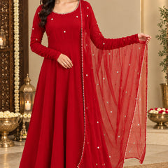 Maroon Embellished Anarkali Suit Set with Dupatta (KPDREDBHAVINI)