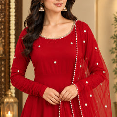 Maroon Embellished Anarkali Suit Set with Dupatta (KPDREDBHAVINI)