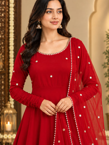 Maroon Embellished Anarkali Suit Set with Dupatta (KPDREDBHAVINI)