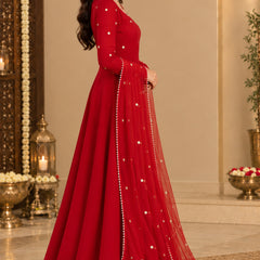 Maroon Embellished Anarkali Suit Set with Dupatta (KPDREDBHAVINI)