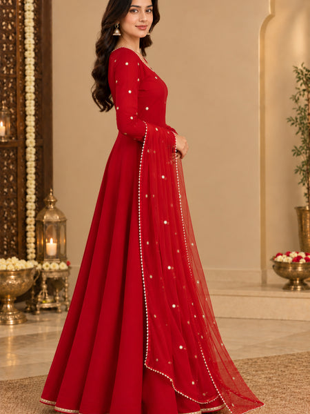 Maroon Embellished Anarkali Suit Set with Dupatta (KPDREDBHAVINI)
