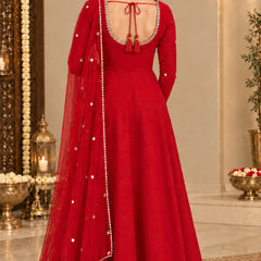 Maroon Embellished Anarkali Suit Set with Dupatta (KPDREDBHAVINI)