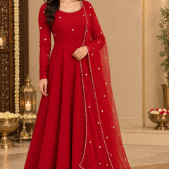 Maroon Embellished Anarkali Suit Set with Dupatta (KPDREDBHAVINI)
