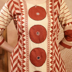 Stylum Women's Red Printed Cotton A-Line Kurta Palazzo Dupatta Set (KPDREDDIMI)