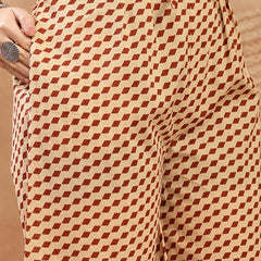 Stylum Women's Red Printed Cotton A-Line Kurta Palazzo Dupatta Set (KPDREDDIMI)