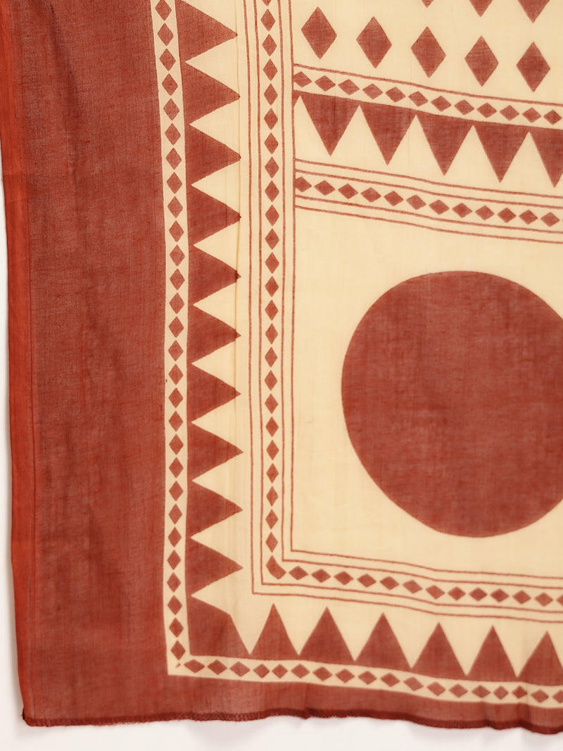 Stylum Women's Red Printed Cotton A-Line Kurta Palazzo Dupatta Set (KPDREDDIMI)