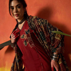 Stylum Women's Red Solid Cotton Straight Kurta Pant Dupatta Set (KPDREDJIMAN)