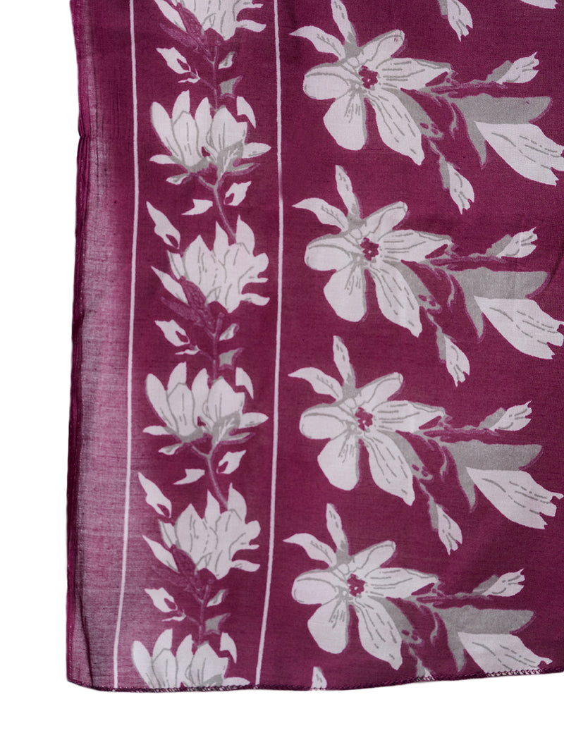 Stylum Women's Red Ethnic Printed Cotton Blend Straight Kurta Pant Dupatta Set (KPDREDMONTAG)