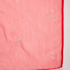 Stylum Women's Red Solid & Embroidered Organza Straight Kurta Pant Dupatta Set (KPDREDPARINDA)