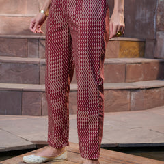 Stylum Women's Red Ethnic Printed Cotton Straight Kurta Pant Dupatta Set (KPDREDPINGA)