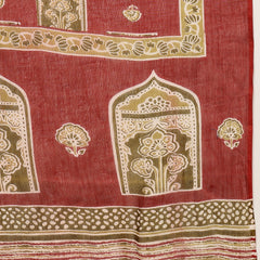 Stylum Women's Red Ajrakh Printed Cotton A-Line Kurta Palazzo Dupatta Set (KPDREDPULSE)