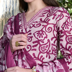 Stylum Women's Red Ethnic Printed Cotton Blend Straight Kurta Pant Dupatta Set (KPDREDSAFARI)