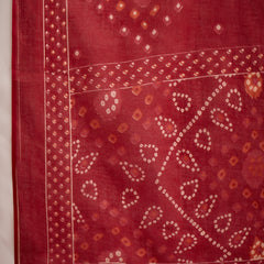 Stylum Women's Red Bandhej Printed Cotton Straight Kurta Pant Dupatta Set (KPDREDSIRAJ)