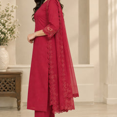 Stylum Women's Red Solid Silk Straight Kurta Pant Dupatta Set (KPDREDURBAN)