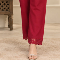 Stylum Women's Red Solid Silk Straight Kurta Pant Dupatta Set (KPDREDURBAN)