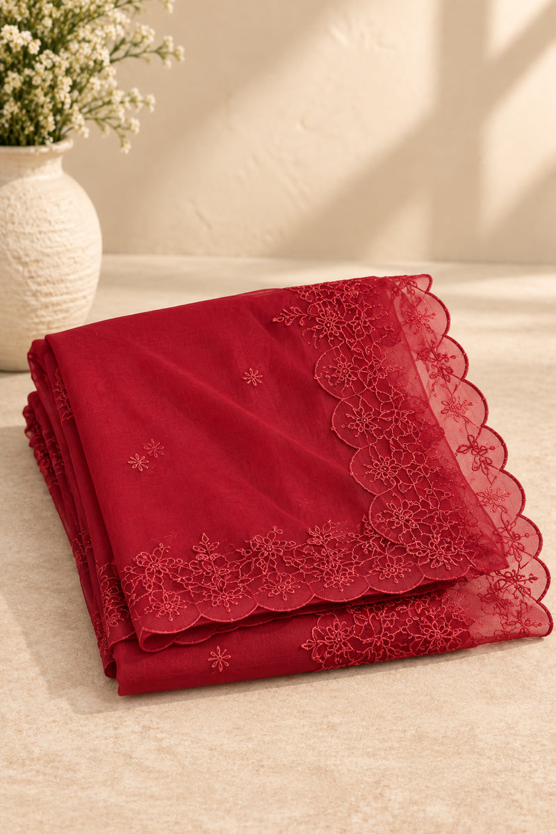 Stylum Women's Red Solid Silk Straight Kurta Pant Dupatta Set (KPDREDURBAN)