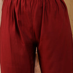 Stylum Women's Red Tropical Printed Muslin Straight Silk Kurta Pant Dupatta Set (KPDREDWESTIE)