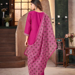 Stylum Women's Rose Solid & Embroidered Silk Straight Kurta Pant Dupatta Set (KPDROSEFOGAT)