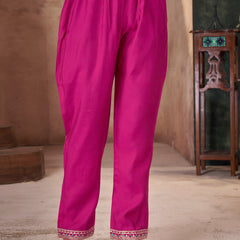 Stylum Women's Rose Solid & Embroidered Silk Straight Kurta Pant Dupatta Set (KPDROSEFOGAT)