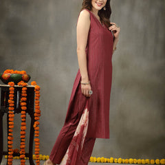 Women's Woven Designed Cotton Blend Straight Kurta Pant Dupatta Set (KPDROSEJERICO)