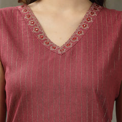 Rose Wine Straight Kurta Pant Dupatta Set