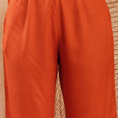 Stylum Women's Rust Solid Rayon Straight Kurta Pant Dupatta Set (KPDRUSTGOLIMA)