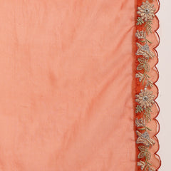 Stylum Women's Rust Solid & Embroidered Crepe A-Line Kurta Pant Dupatta Set (KPDRUSTJAMA)
