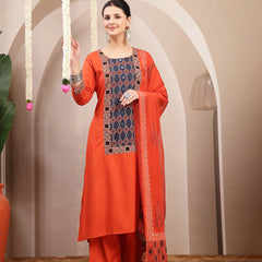 Stylum Women's Rust Solid Rayon A-Line Kurta Palazzo Dupatta Set (KPDRUSTKORAM)