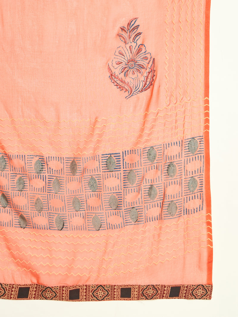 Stylum Women's Rust Solid Rayon A-Line Kurta Palazzo Dupatta Set (KPDRUSTKORAM)