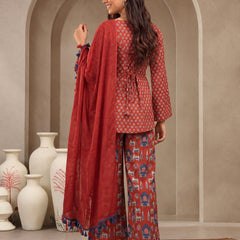 Stylum Women's Rust Ethnic Printed Cotton Short Kurti Palazzo Dupatta Set (KPDRUSTMANTRA)