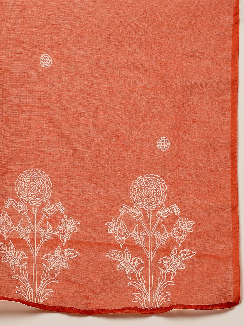 Stylum Women's Rust Floral Printed Rayon A-Line Kurta Pant Dupatta Set (KPDRUSTNUHA)