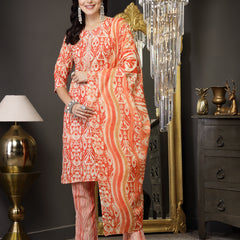 Stylum Women's Blue Printed Cotton Straight Kurta Pant Dupatta Set (KPDRUSTPATU)