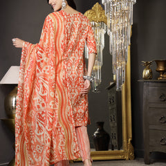 Stylum Women's Blue Printed Cotton Straight Kurta Pant Dupatta Set (KPDRUSTPATU)