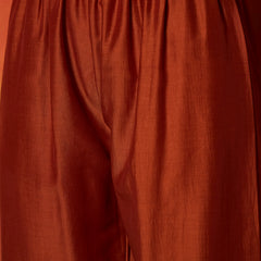 Stylum Women's Rust Solid & Embroidered Chinon Straight Kurta Pant With Dupatta (KPDRUSTRUSTAM)