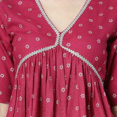 Stylum Women's Ethnic Motif Printed Naira Cut Rayon Kurta Palazzo Dupatta Set (KPDSANJH)