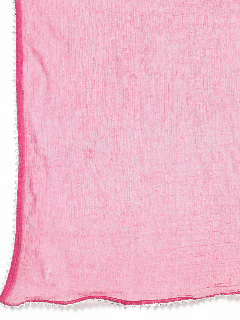 Stylum Women's Ethnic Motif Printed Naira Cut Rayon Kurta Palazzo Dupatta Set (KPDSANJH)