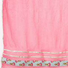 Stylum Women's Turquoise Madhubani Printed Cotton Anarkali Kurta Pant Dupatta Set (KPDSKYMANVI)