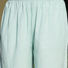 Stylum Women's Sky Blue Solid & Embellished Rayon Flared Kurta Palazzo Dupatta Set (KPDSKYPURVI)