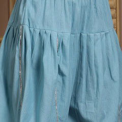 Stylum Women's Solid & Embroidered Cotton Pleated Kurti with Dhoti Pant & Dupatta Set (KPDSKYTIM)