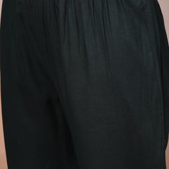 Stylum Women's Teal Ethnic Motif Khadi Printed & Embroidered Rayon Flared Kurta Pant Dupatta Set (KPDTEALBIBA)