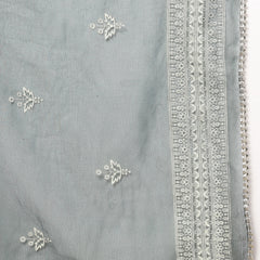 Stylum Women's Teal Ethnic Motif Khadi Printed & Embroidered Rayon Flared Kurta Pant Dupatta Set (KPDTEALBIBA)