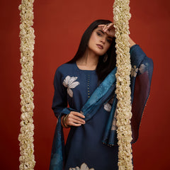 Stylum Women's Teal Solid & Embroidered Printed Rayon Straight Kurta Pant Dupatta Set (KPDTEALCHIRUTA)