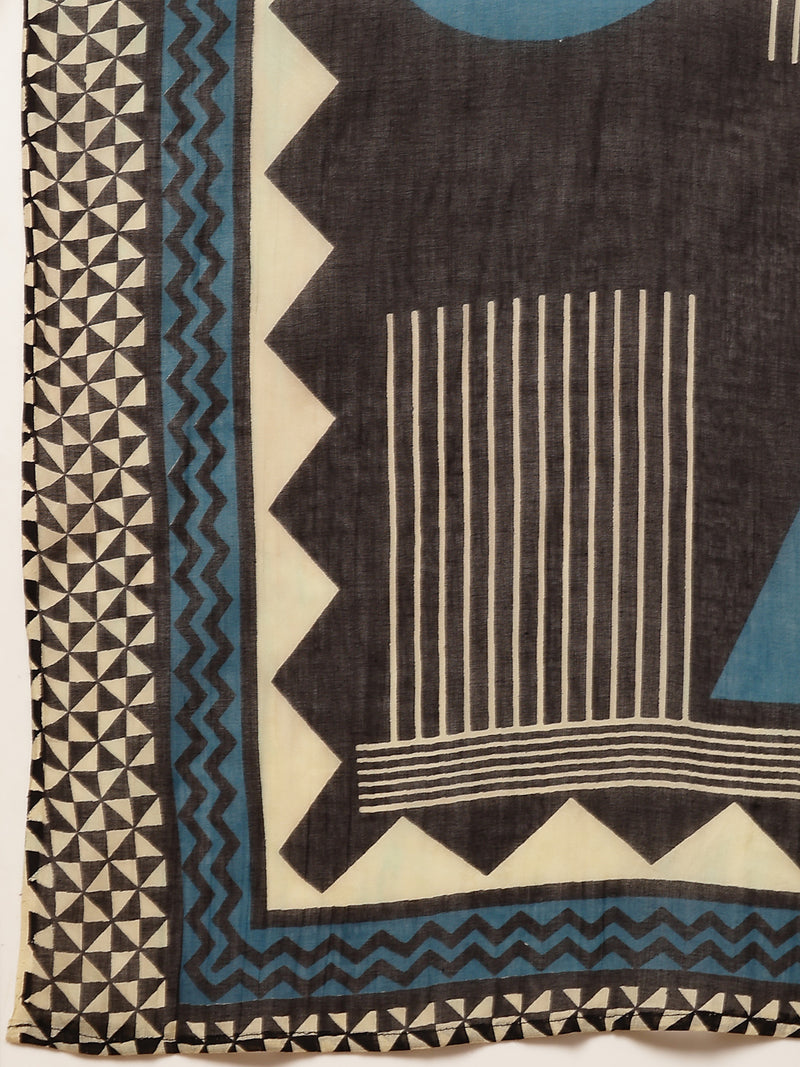 Stylum Women's Teal Solid & Embroidered Rayon Straight Kurta Pant Dupatta Set (KPDTEALCIRCUS)