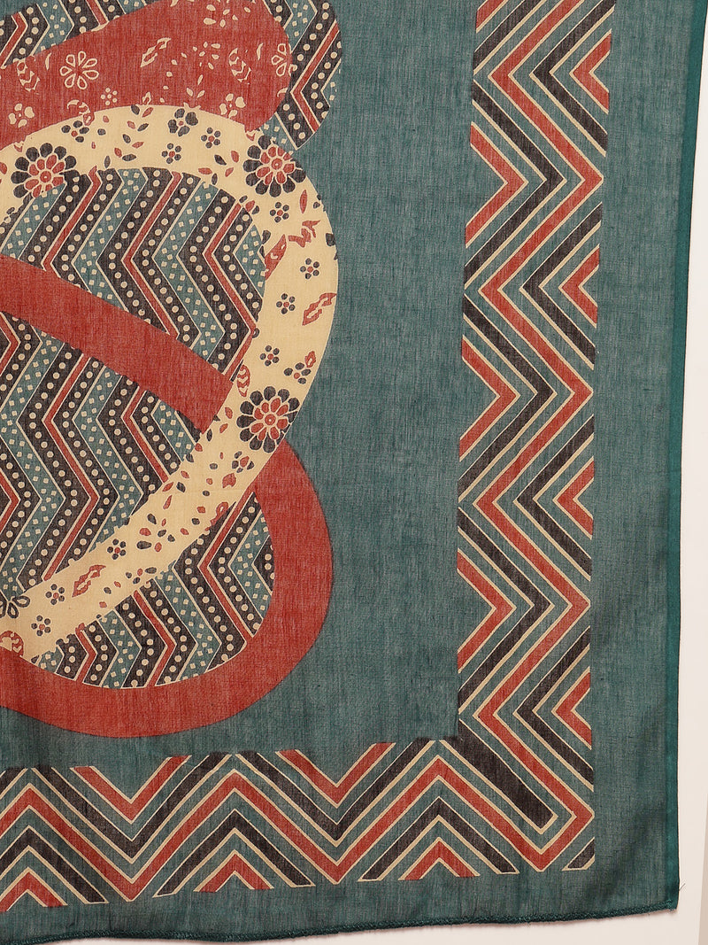 Stylum Women's Teal Solid Cotton A-Line Kurta Pant Dupatta Set (KPDTEALLIFAFA)