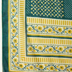 Stylum Women's Teal Printed Cotton Straight Kurta Pant Dupatta Set (KPDTEALROHTAK)